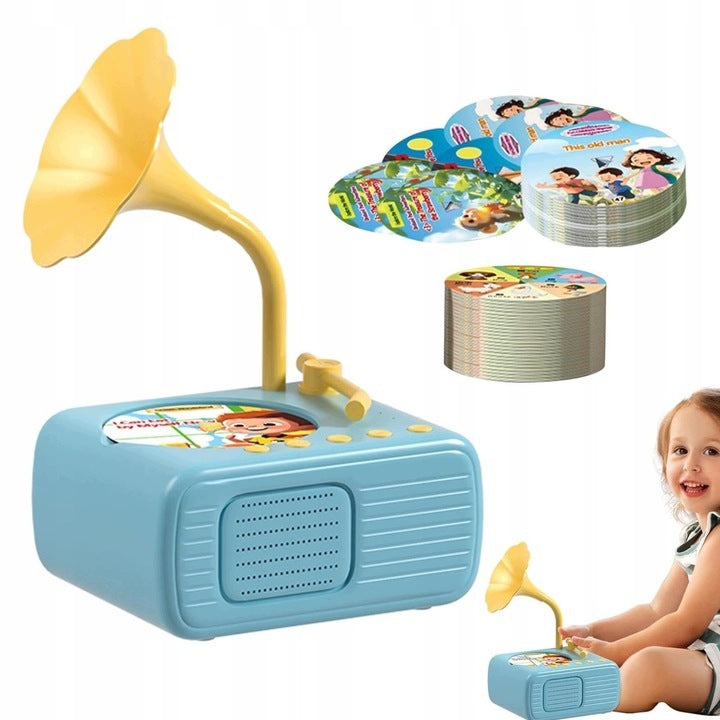 TURNTABLE FOR CHILDREN LEARNING ENGLISH 96 CARDS INTERACTIVE FUN