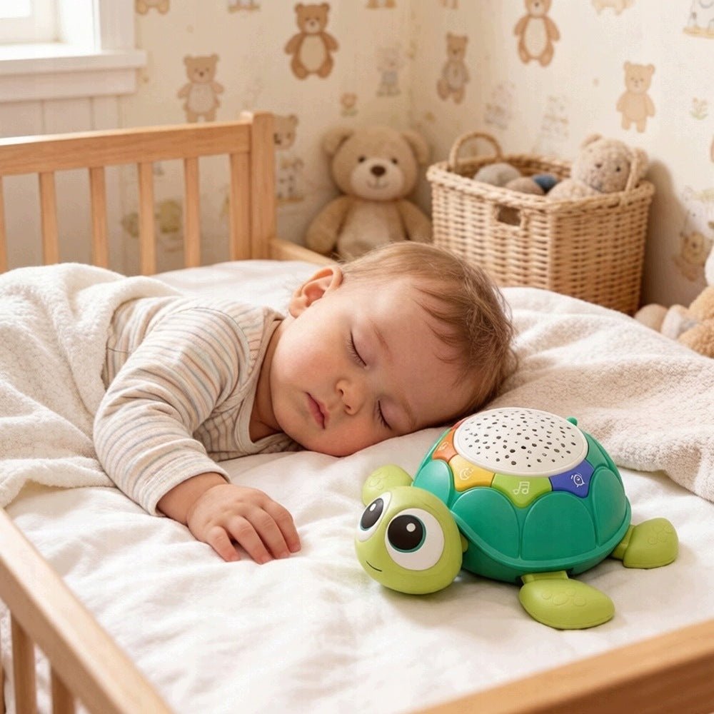 TURTLE CRAWLING TOY WITH REMOTE CONTROL PROJECTOR STARS LIGHT MUSIC Brand no brand