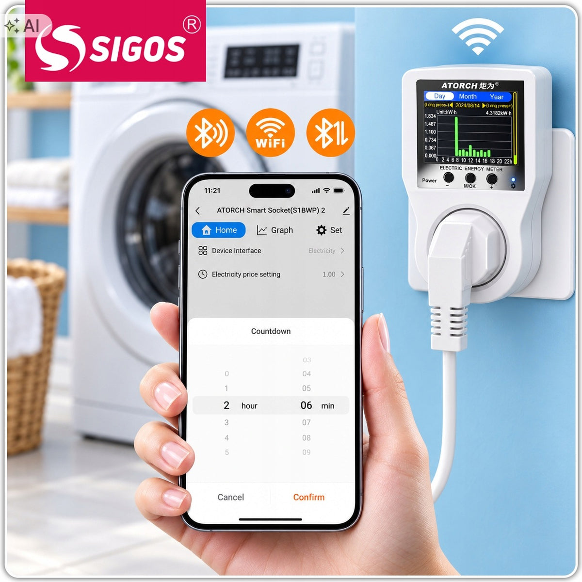 TUYA 16A 3680W WiFi POWER CONSUMPTION METER WATT METER TYPE E Manufacturer code MIERNIK ZUŻYCIA ENERGII PRĄDU WiFi