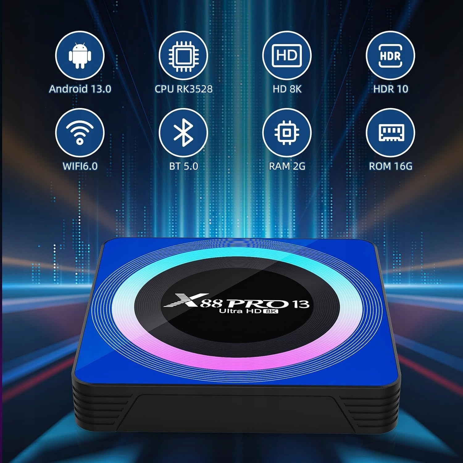 TV BOX ANDROID PLAYER 13 2GB 16GB 8K WIFI6 Packaging status original