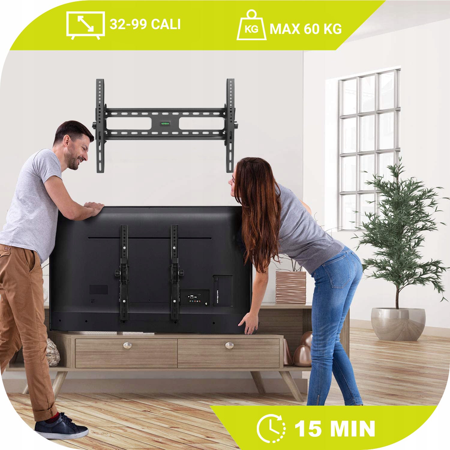 TV MOUNT TV HANGER STRONG ADJUSTABLE TILTING 32-99 INCH 60KG Packaging status original