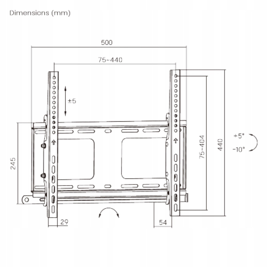 TV Mount 32-75" 80kg VESA External Adjustment for Terrace Spacetronik Packaging status original