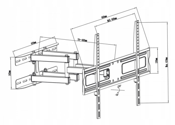 TV Mount 37-80 Cali Rotary Adjustable VESA 600x400 Maclean MC-762 Manufacturer code MC-762