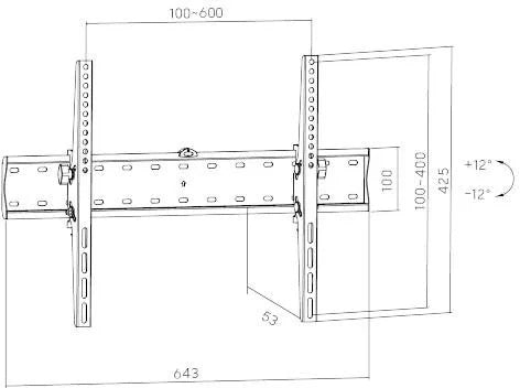 TV Mount Adjustable Getfort 37 70 Inch 40kg VESA 600x400 for Home Packaging status original
