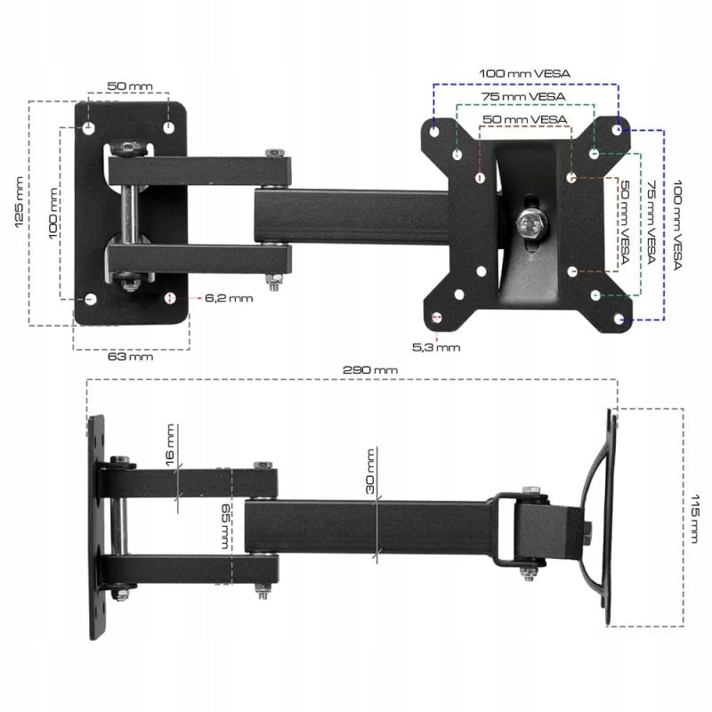 TV Mount LCD Monitor 17-32'' 25kg VESA Arm 75x75 100x100 Samsung LG Packaging status original
