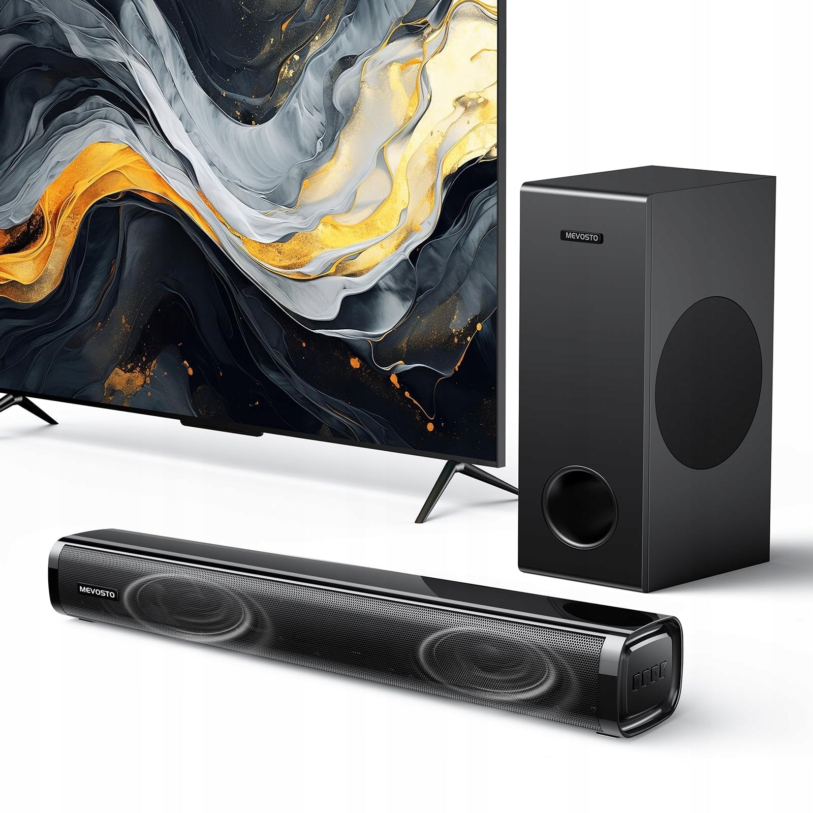 TV Soundbar with Subwoofer 2.1 CH MEVOSTO D37 Bluetooth 5.3 HDMI ARC USB Packaging status original