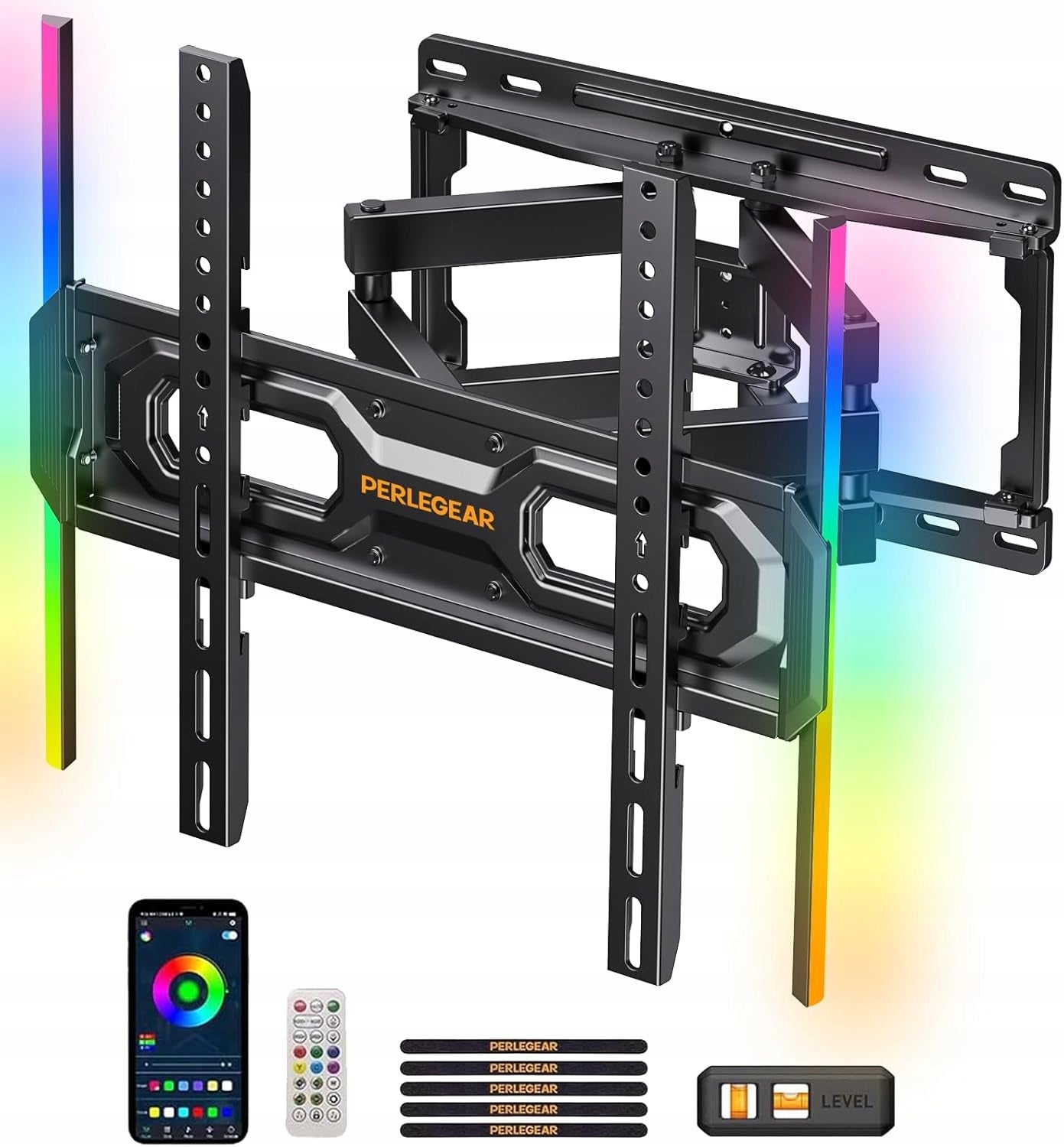 TV WALL HANGER HOLDER ADJUSTABLE BACKLIT 26 - 65" LED RGB Brand Perlegear