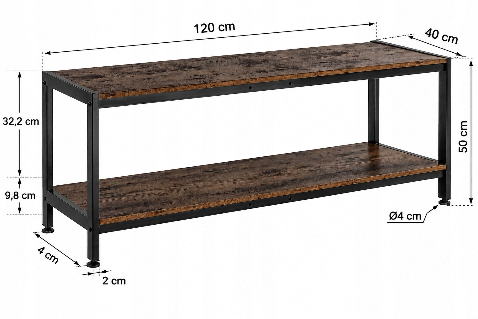 TV cabinet 120 cm Rustic Brown metal SM-01 ART Manufacturer code STO SM-01