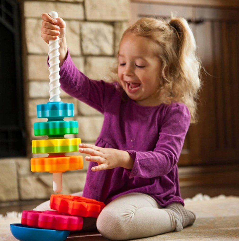 TWISTED LARGE PYRAMID RAINBOW TOWER EDUCATIONAL THREADED -41cm 6 discs Manufacturer code 5905258535135