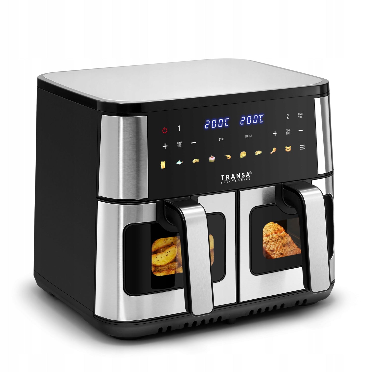TWO CHAMBER FAT FREE AIR FRYER 9 PROGRAMS LED 9L 2800W Dominant color silver/gray