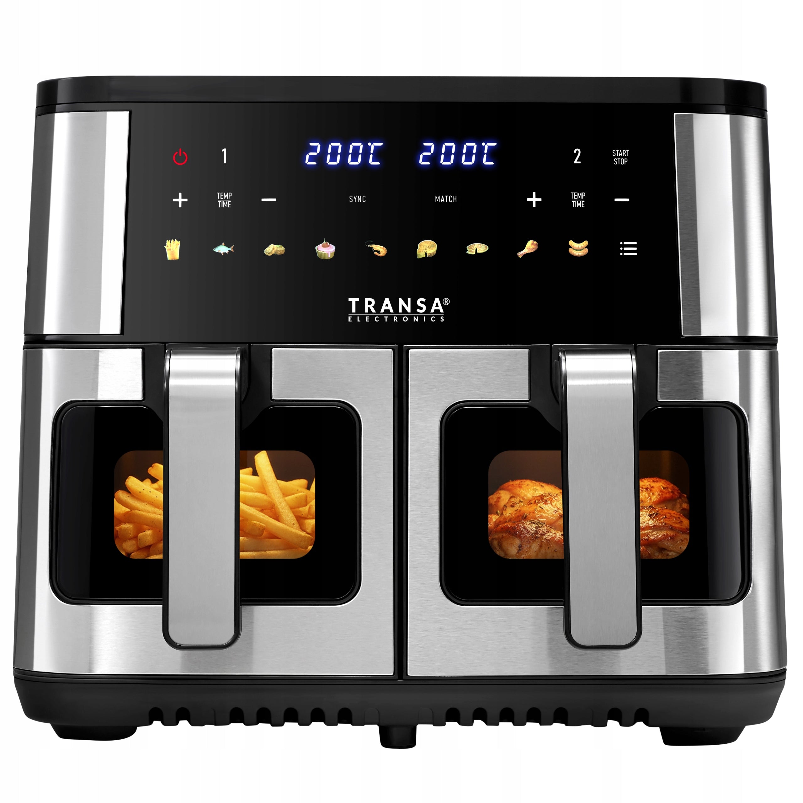 TWO CHAMBER FAT FREE AIR FRYER 9 PROGRAMS LED 9L 2800W
