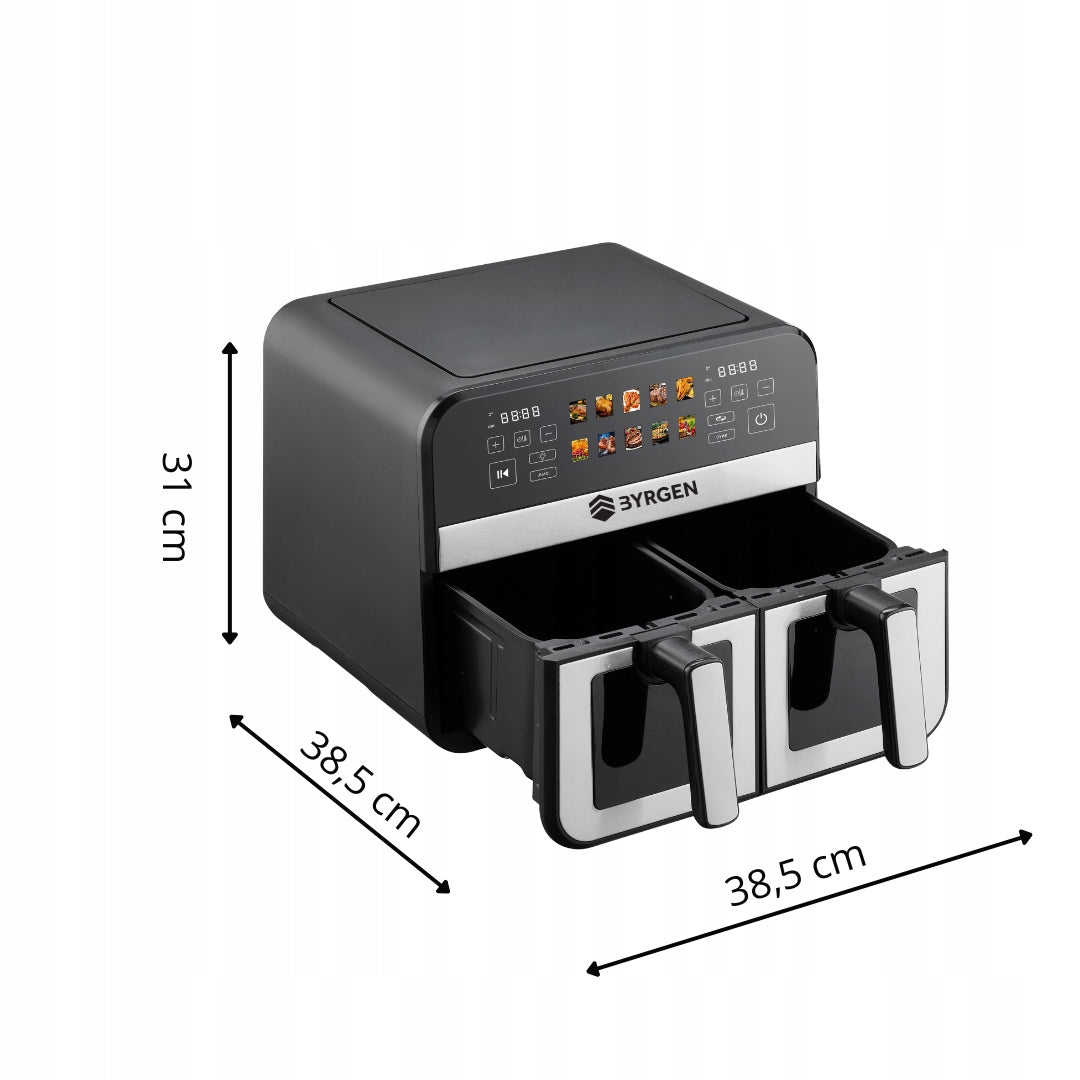 TWO-CHAMBER NON-FAT AIR FRYER LCD BYRGEN AIR FRYER 9L 2400W Manufacturer code AirMaster DuoZone