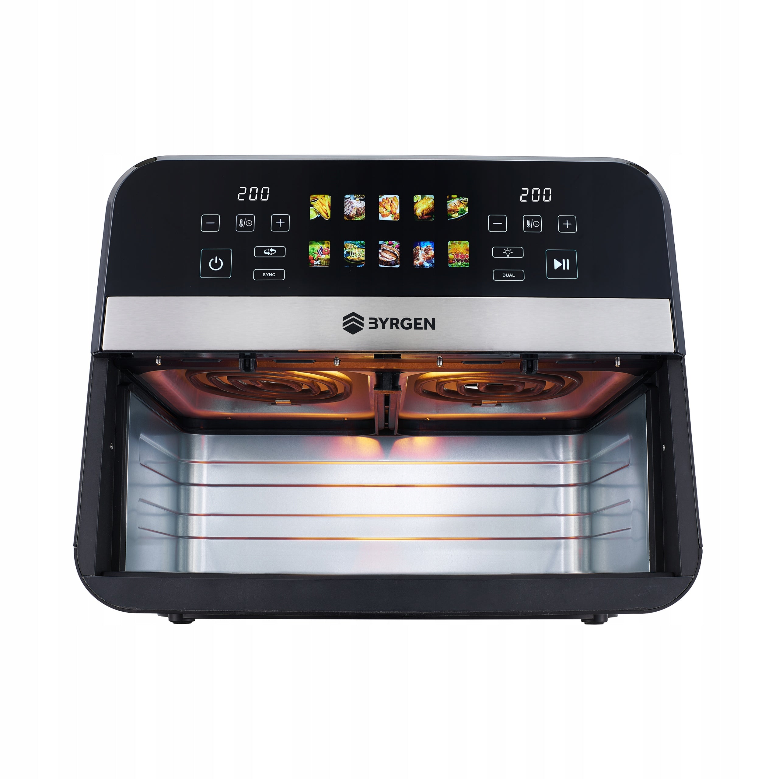 TWO-CHAMBER NON-FAT AIR FRYER LCD BYRGEN AIR FRYER 9L 2400W Model AirMaster DuoZone