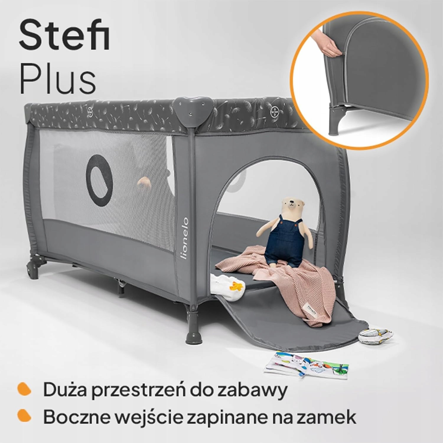 TWO-LEVEL TRAVEL COT 2IN1 FOLDING PLAYPEN LIONELO STEFI PLUS Brand Lionelo