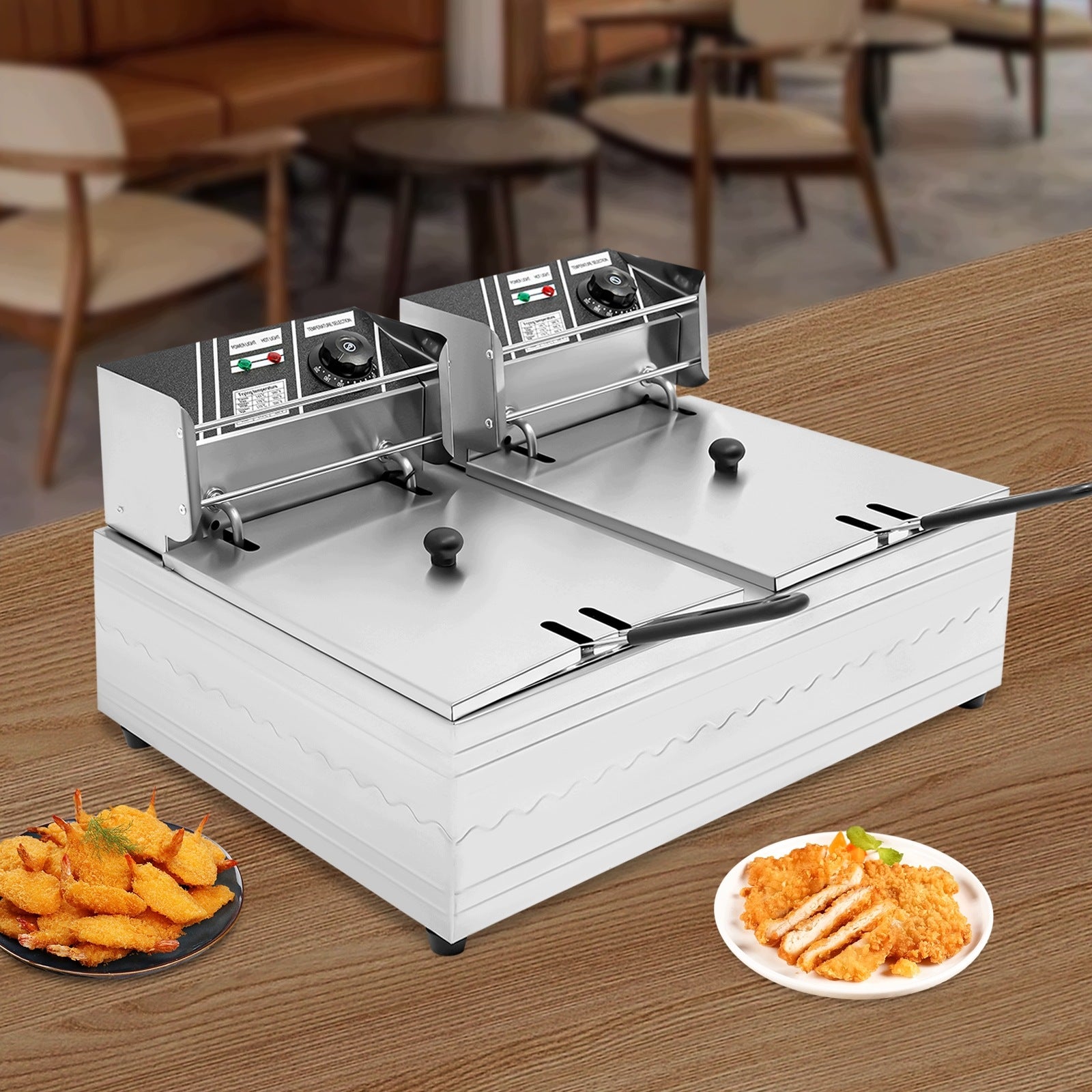 TWO-TANK GASTRONOMIC AIR FRYER 2X6L TEMPERATURE CONTROL 60-200°C Packaging status original