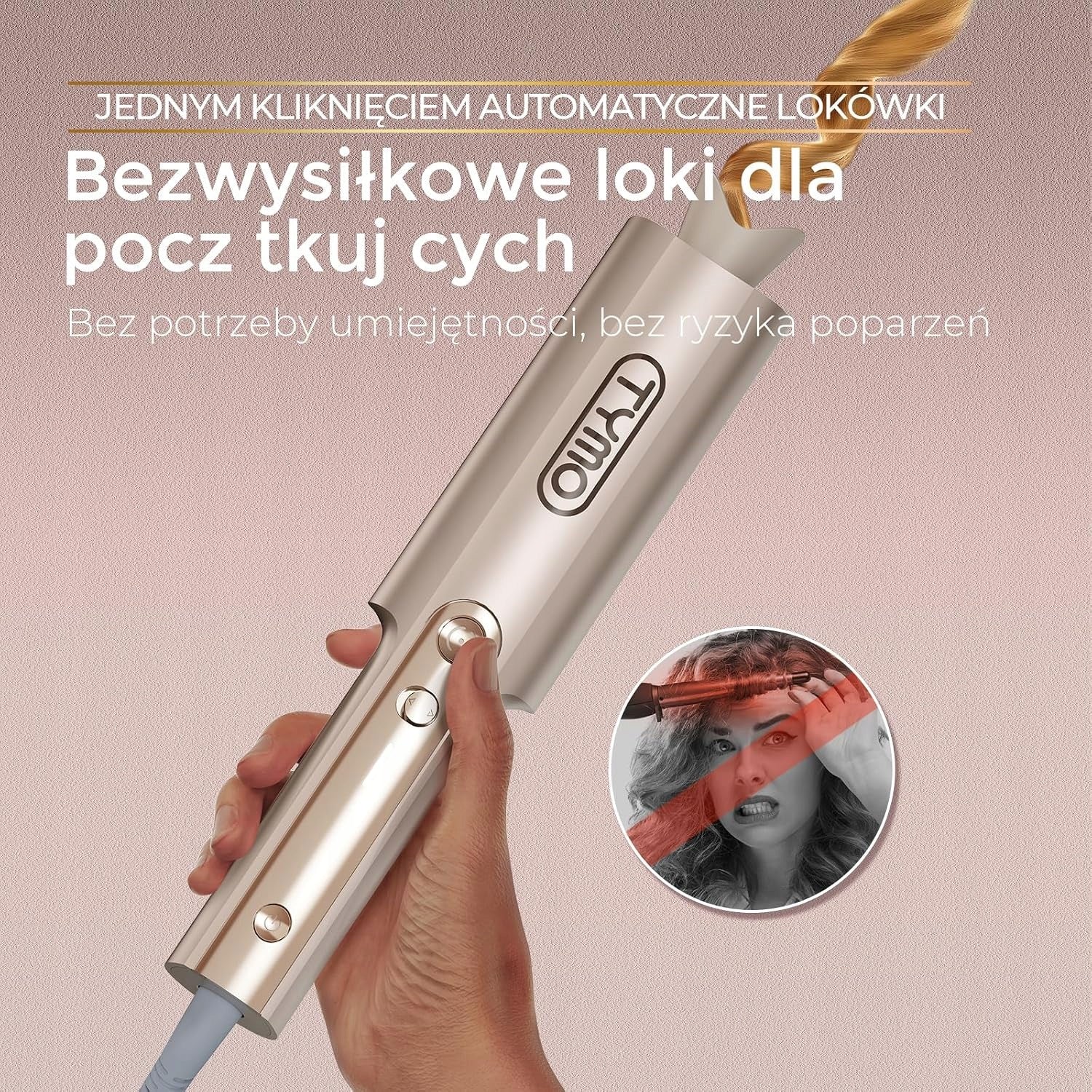 TYMO Curlpro Plus Automatic Curler 25mm Tourmaline Ceramic Gold Brand TYMO