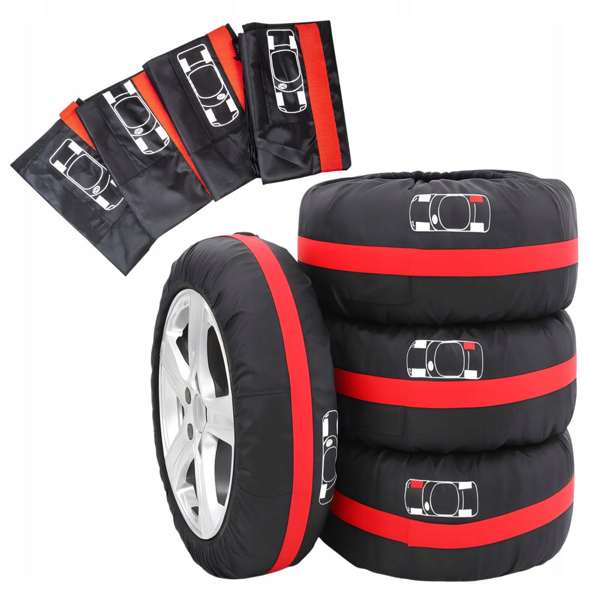 TYRE COVERS 19 20 21 22 23 INCH SET 4 PCS WATERPROOF WITH HANDLE