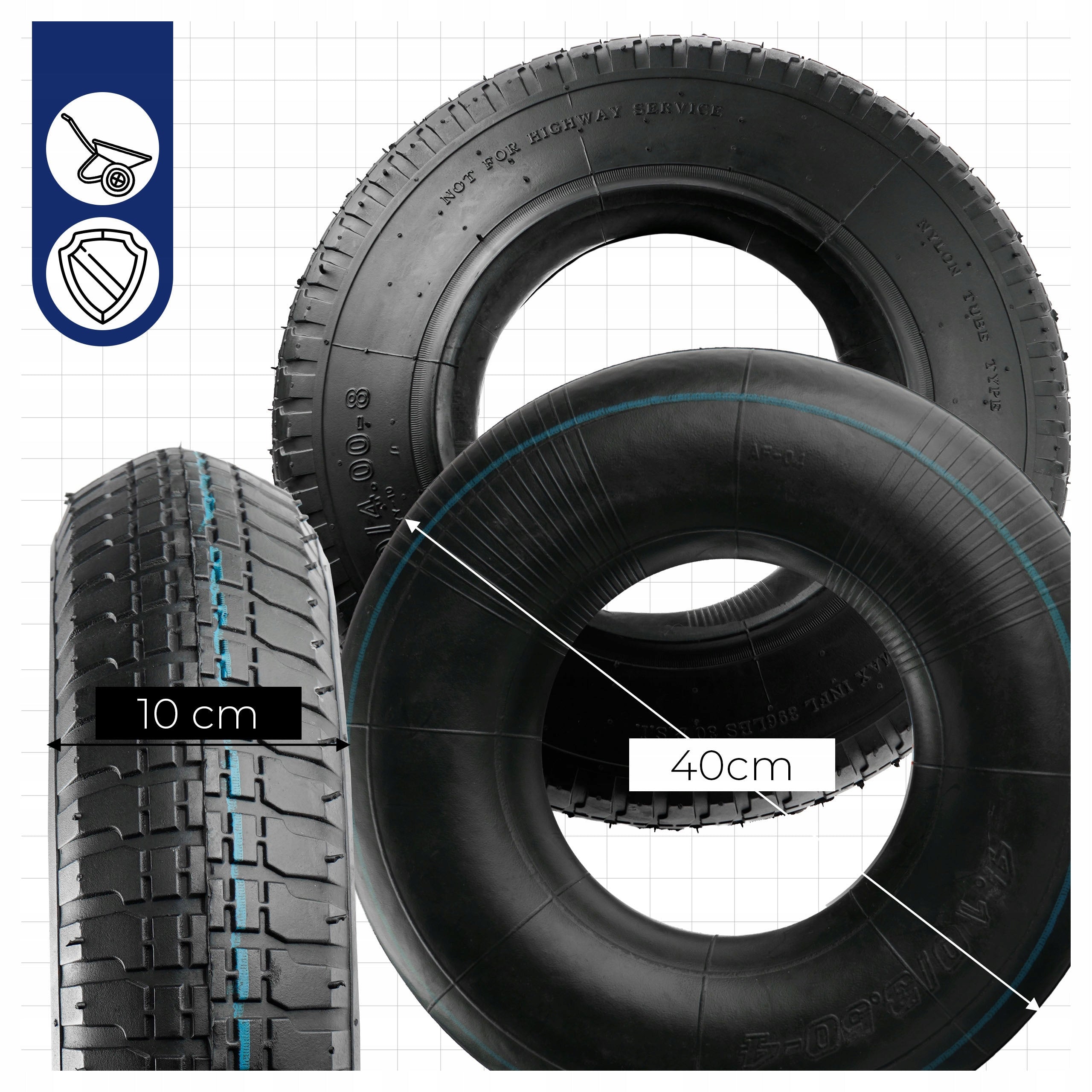 TYRE WITH INNER TUBE Begris 4.00-8 6PR wheel for wheelbarrow for agricultural trolley wheel Packaging status original