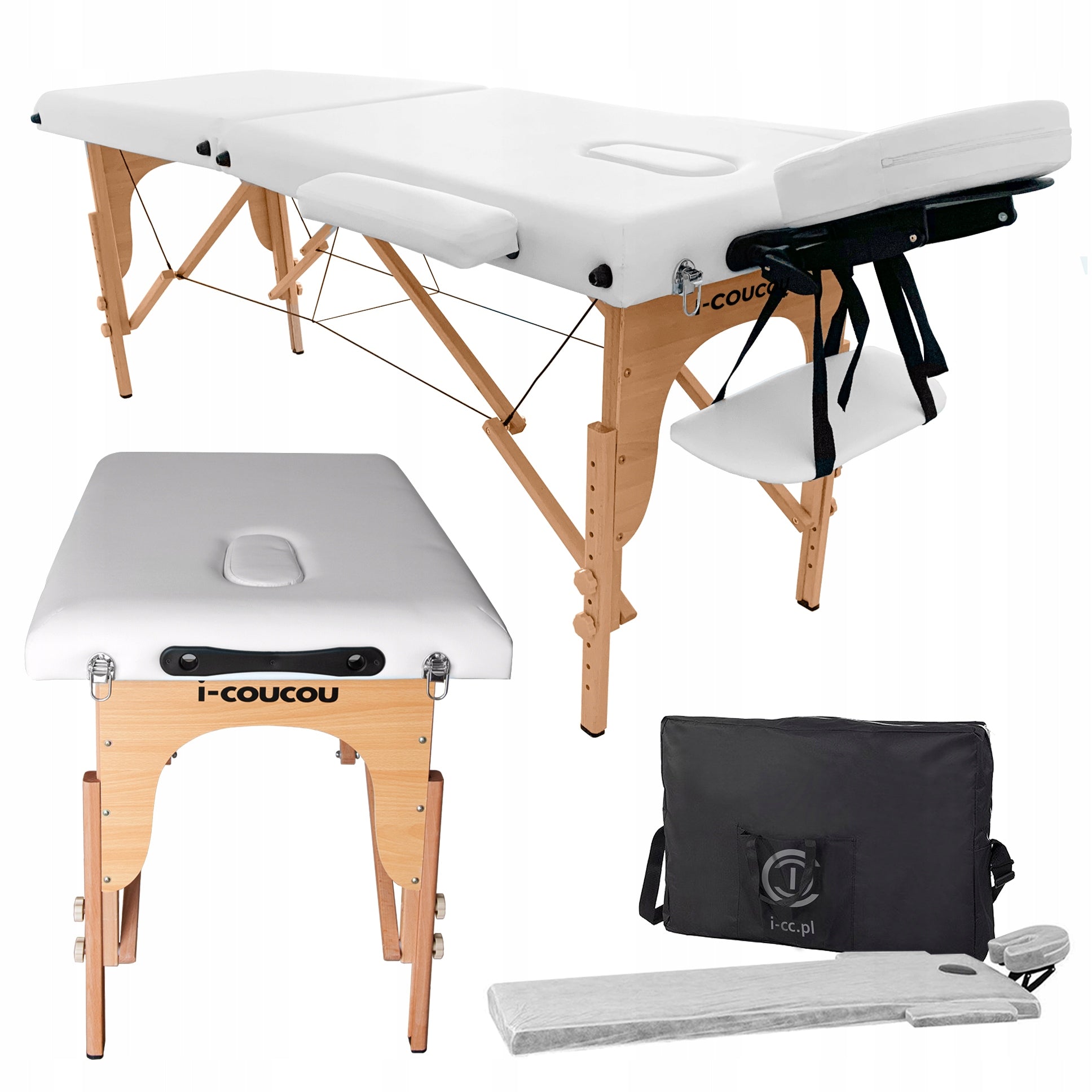 Table Massage Bed Cosmetic 2-Segment Folding 5cm Wooden Foam