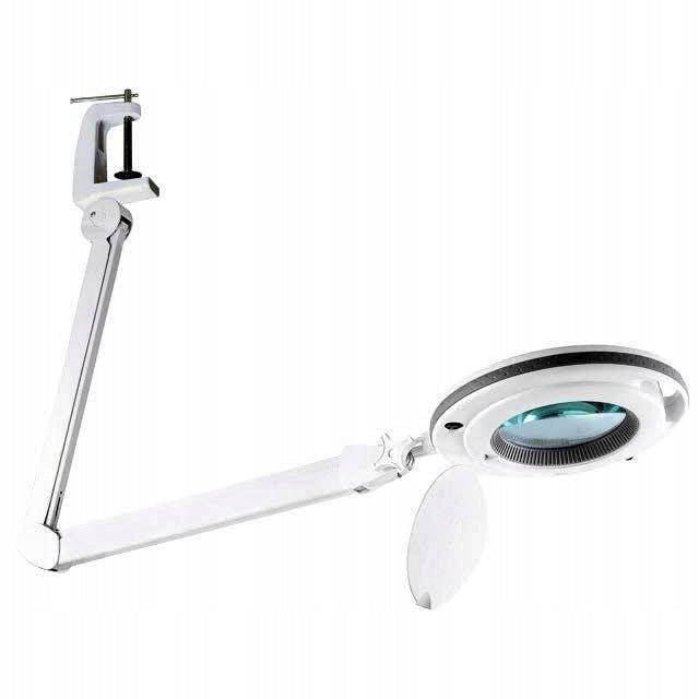 Table lamp 9W LED with magnifying glass x2.25 white tabletop mount, VTLAMP-5D-LEDN2 Color white