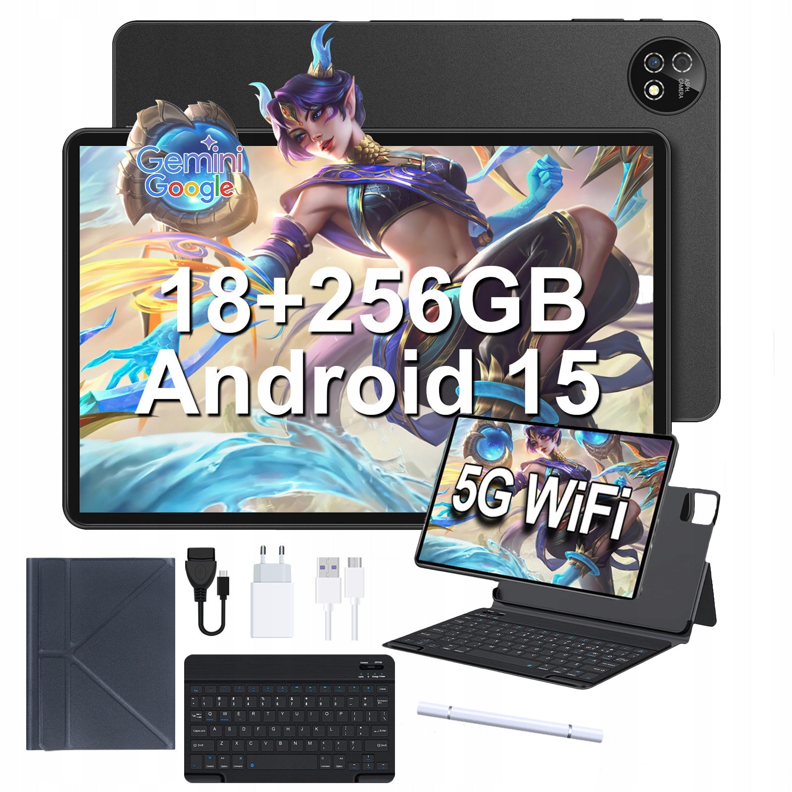 Tablet 10.1” Unisoc T310 18(6+12)GB+256GB/1TB TF Android 15 +bookcover