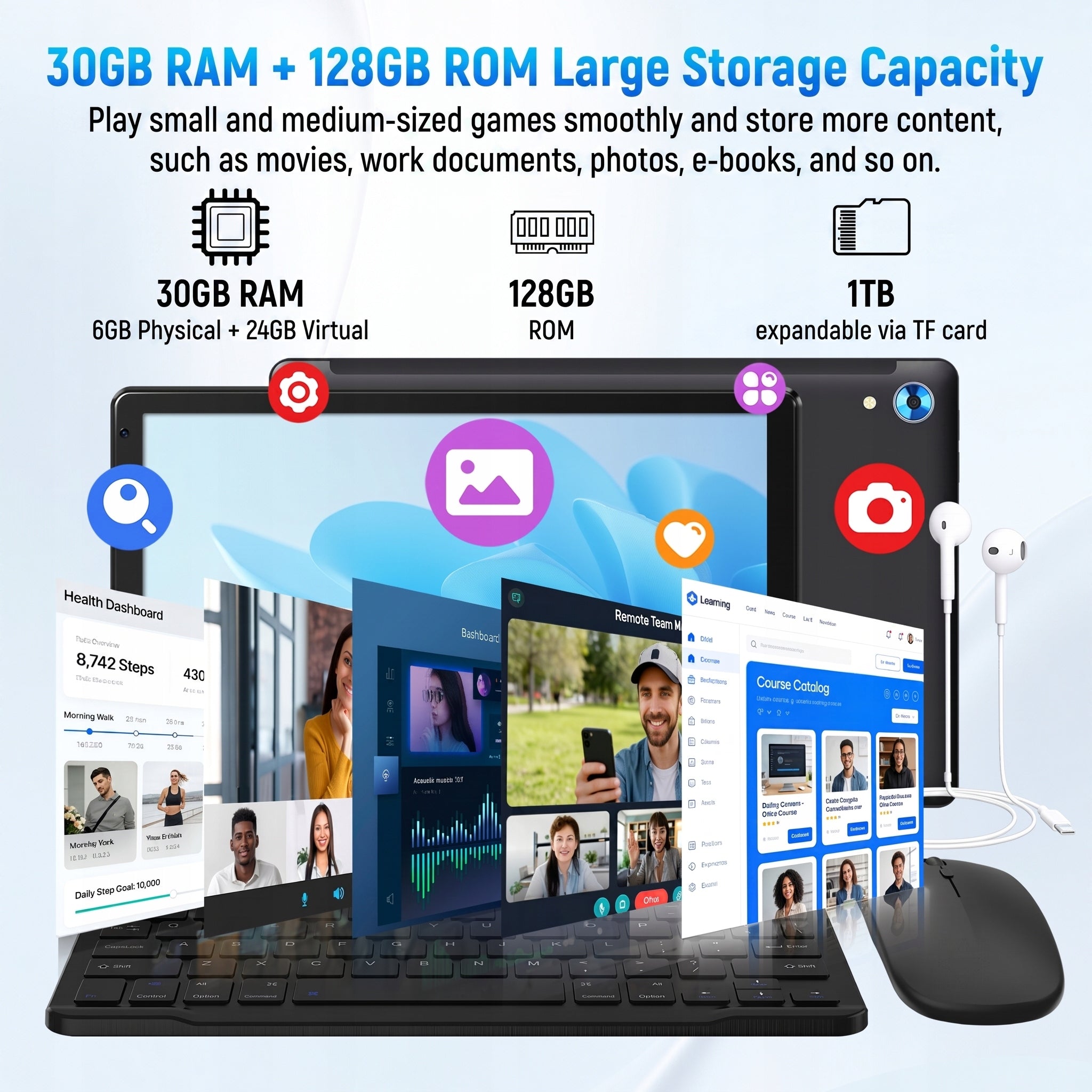 Tablet 10" Android 16 30GB+128GB Octa-Core WiFi 6 Keyboard Black Operating system version Android 15