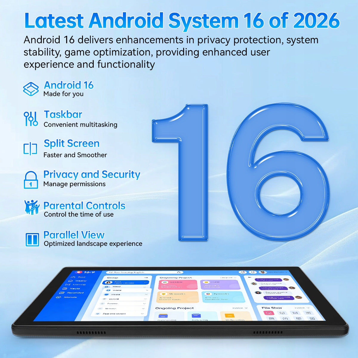 Tablet 10“ Android 16 34GB+128GB OctaCore WiFi 6 Widevine L1 6000mAh IPS HD Packaging status original