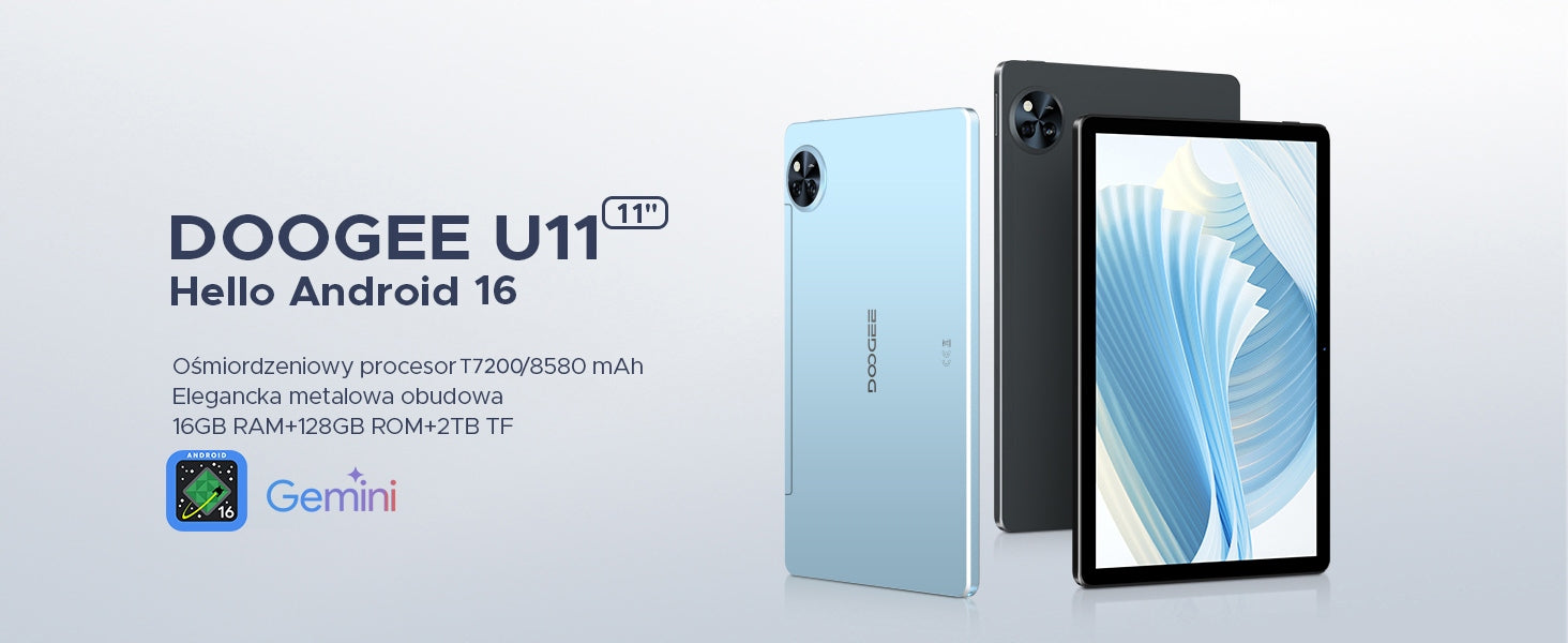 Tablet 11 cali DOOGEE U11 16/128GB 2TB 8580mAh 90HZ/WIFI/OTG/Android 16/GPS Packaging status original
