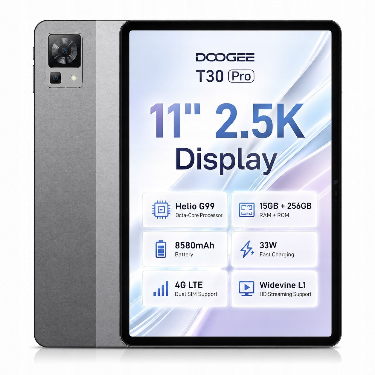 Tablet 4G LTE DOOGEE T30Pro 11" 8/256 GB 8580mAh Helio G99 20+2MP
