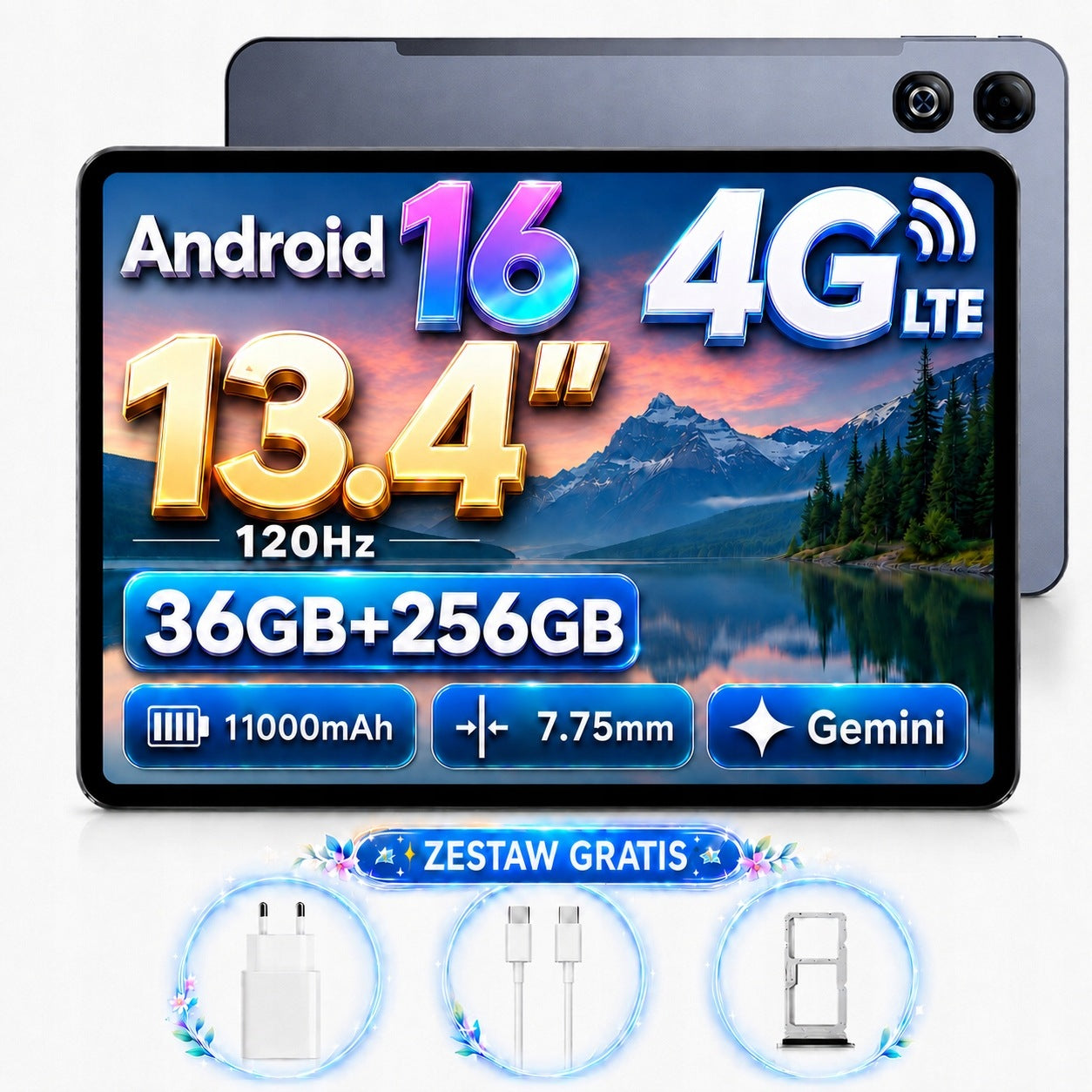 Tablet 4G LTE DOOGEE TABG6MAX 13,4" 32/256GB 11000mAh Android16/Gemini/