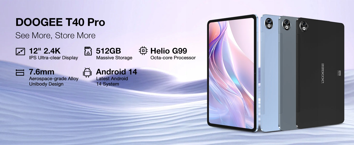 Tablet DOOGEE T40Pro 20GB+512GB 10800mAh 12" 2.4K Android14/4G LTE/OTG/16MP Manufacturer code T40PRO-BLUE