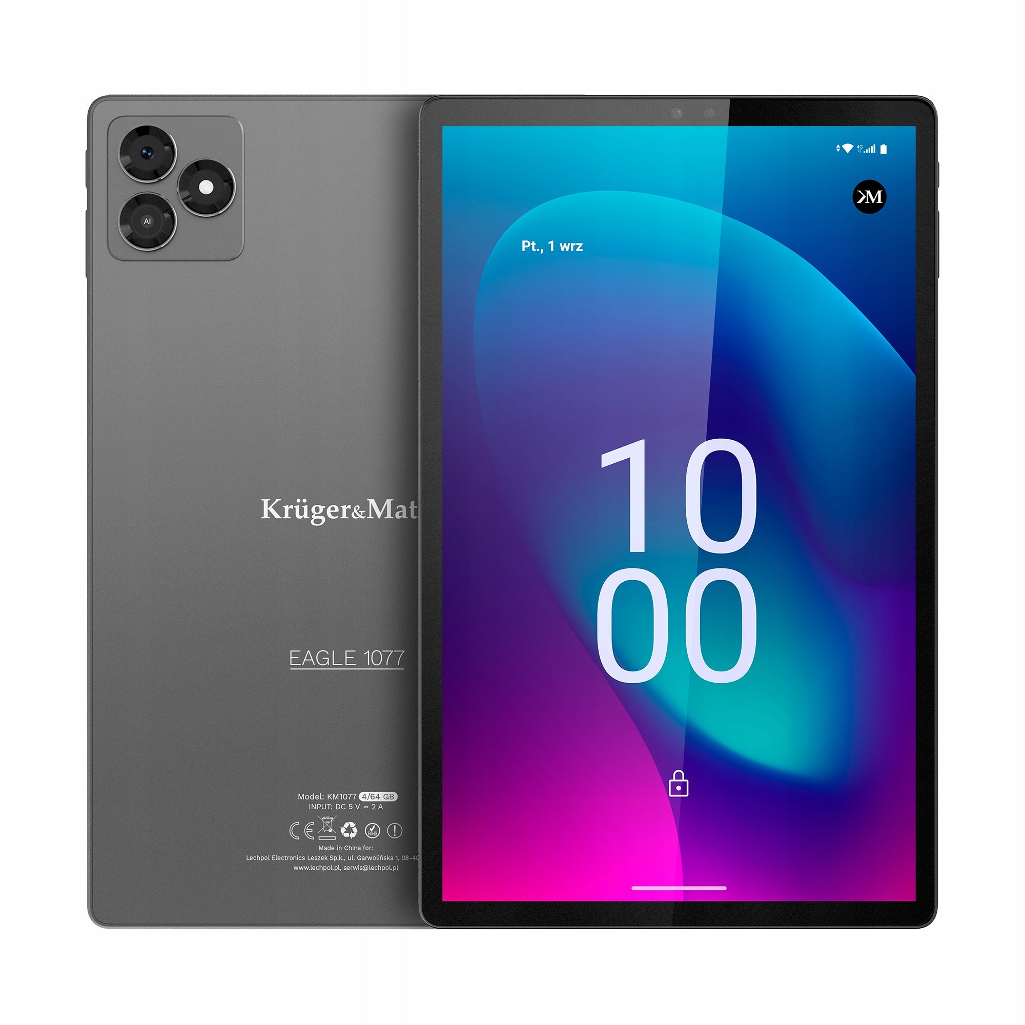 Tablet Kruger&Matz 10,1” EAGLE 1077 4/64 GB GPS USB-C LTE Android 15 IPS