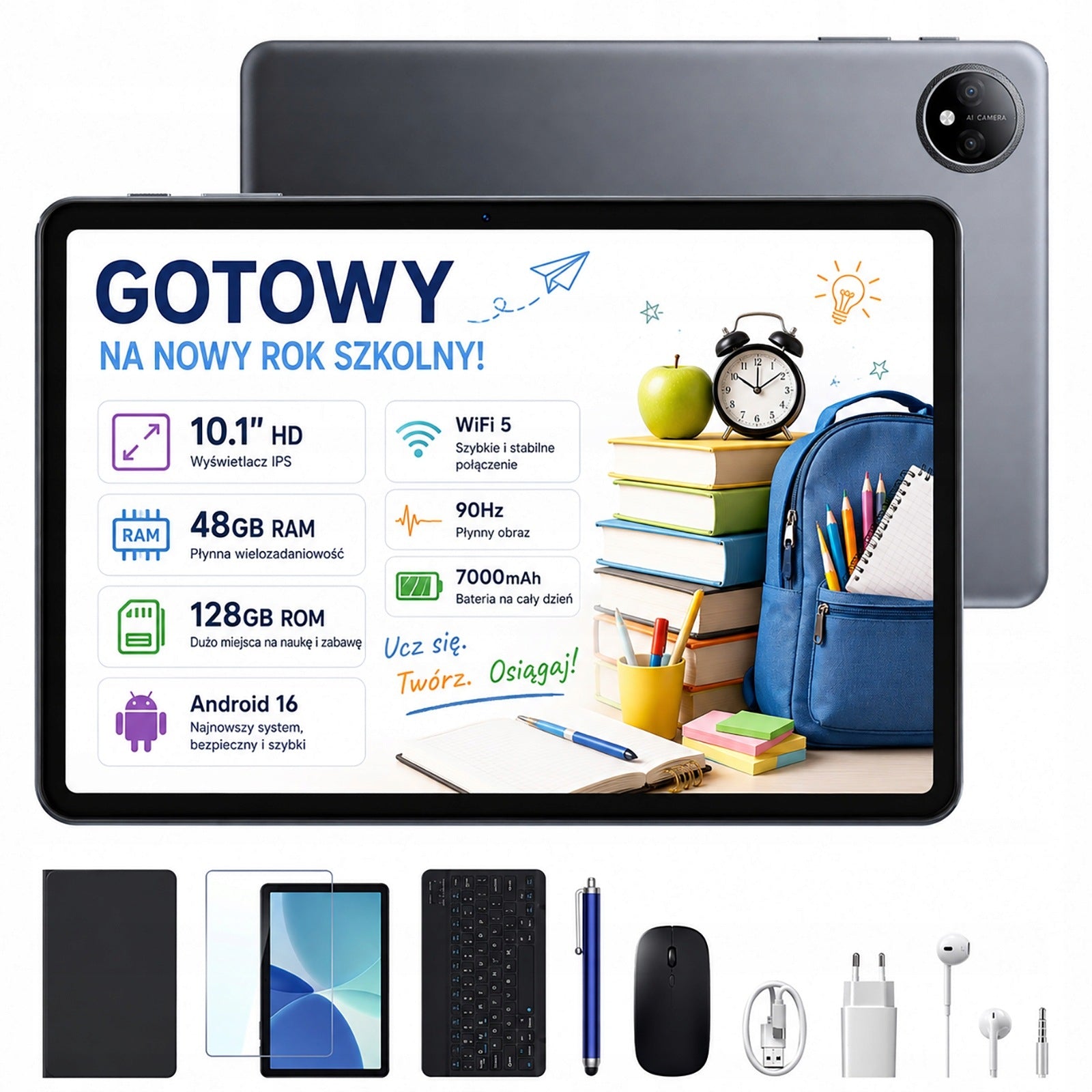 Tablet Pockam P10 10.1 inches Android16 8/128GB 7000mAh 90Hz WiFi CASE SET