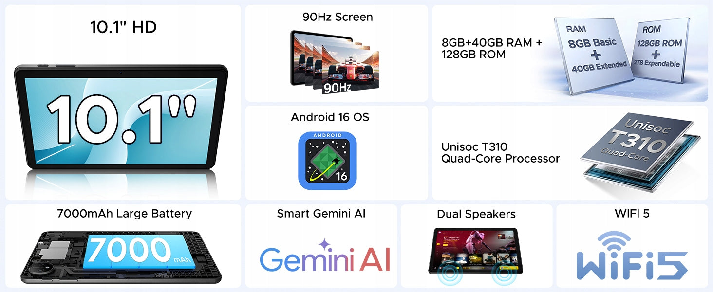 Tablet Pockam P10 10 inches Android16 8/128GB 7000mAh 90Hz WiFi WITH KEYBOARD Brand Pockam