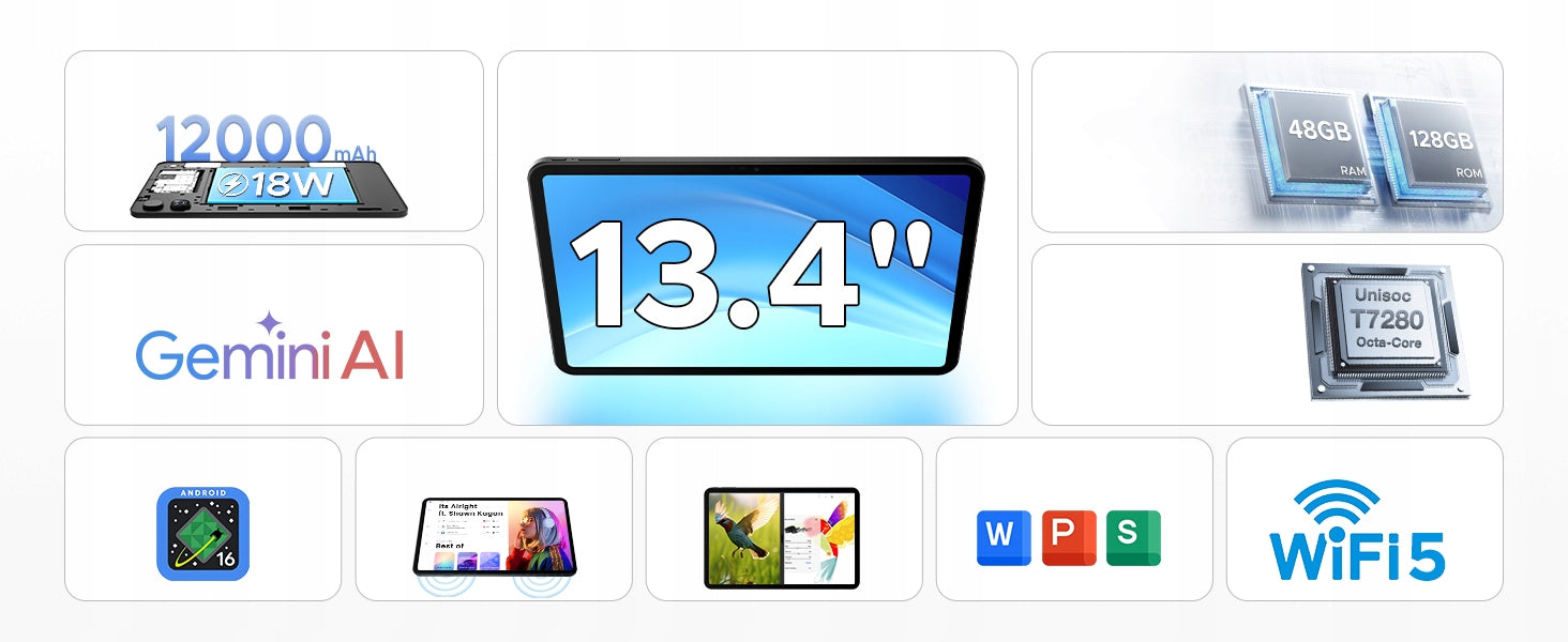 Tablet Pockam P13 13,4" Android16 12/128GB 12000mAh 120Hz WiFi GPS SET Brand Pockam