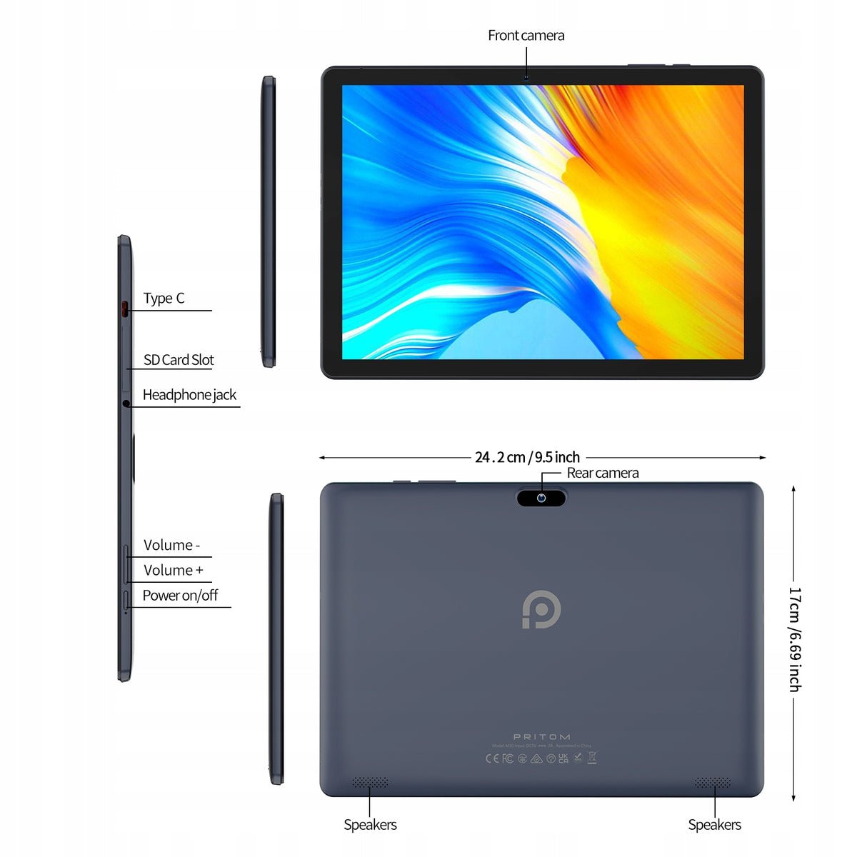 Tablet Pritom M10 Touch 10,1" 2 GB / 64 GB grey, WIFI, 3G SIM Supportted EAN (GTIN) 6975111340250