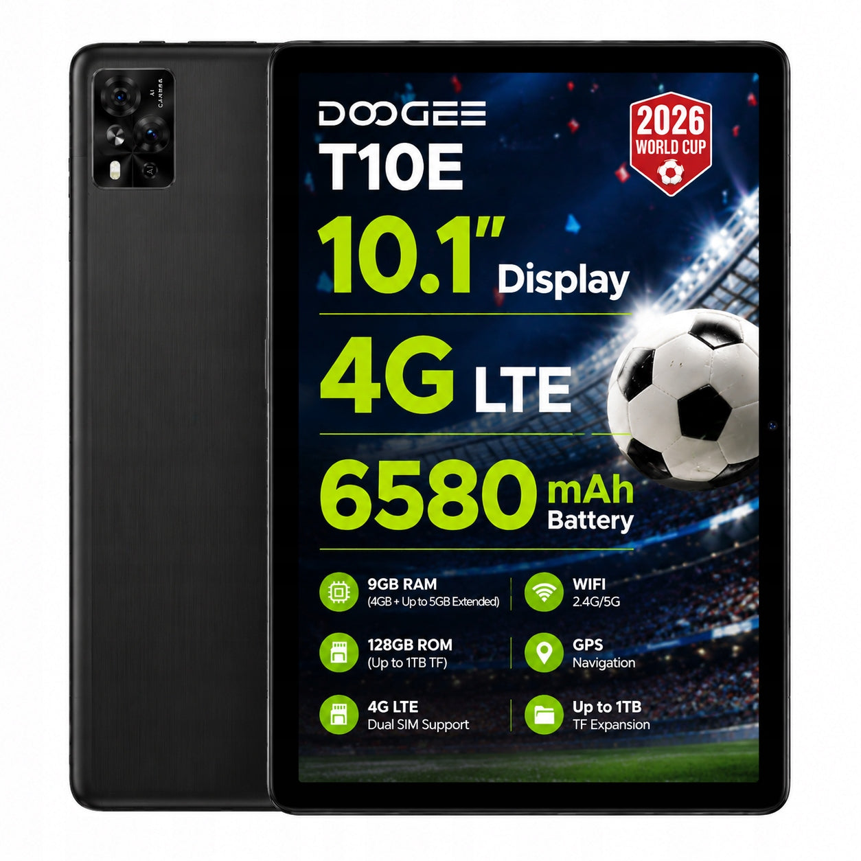 Tablet na kartę SIM DOOGEE T10E 10,1" 9GB/128GB 6580mAh 4G LTE WIFI GPS 1TB