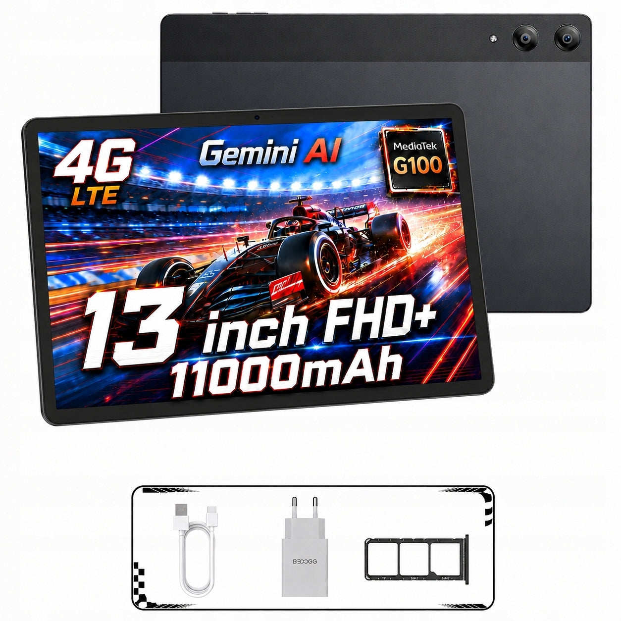 Tablet z kartą SIM DOOGEE TabE3Pro 13" 32/256GB 11000mAh Helio G100/4G LTE