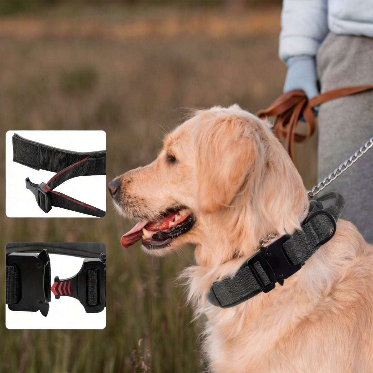 Tactical Dog Collar and Leash Set - Adjustable, Heavy Duty, Large Brand no brand