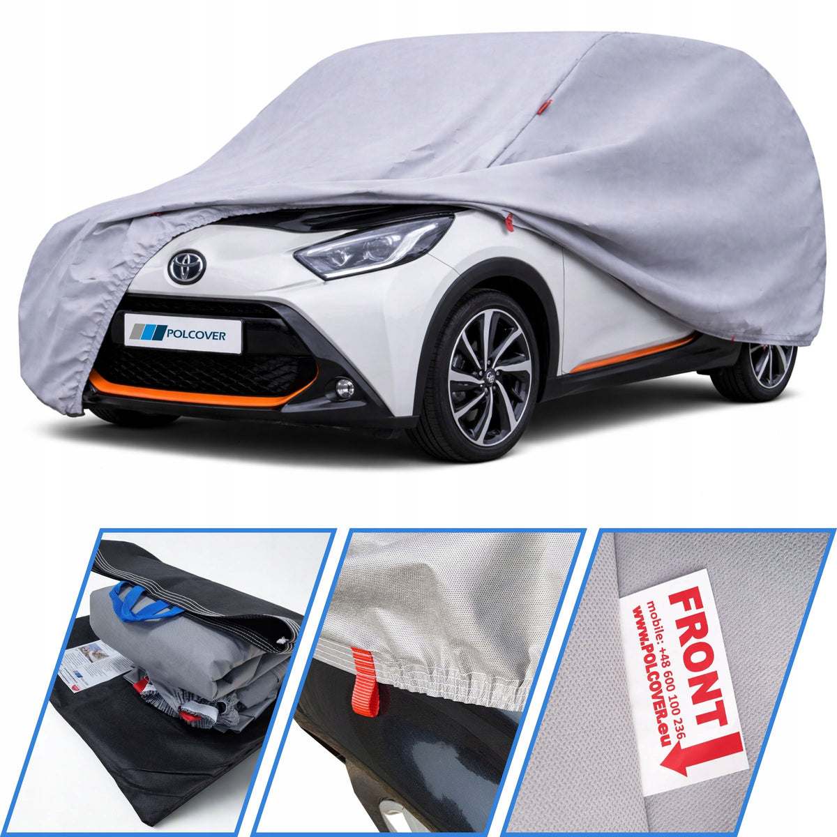 Tarpaulin cover for car Aygo Vw UP Citroen C1 Picanto 3layers PRACTIC