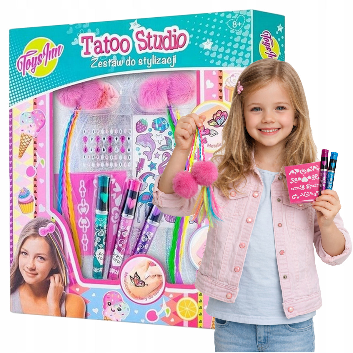 Tattoo Studio For Children 7 YEARS Styling Set with BRAIDS Extra