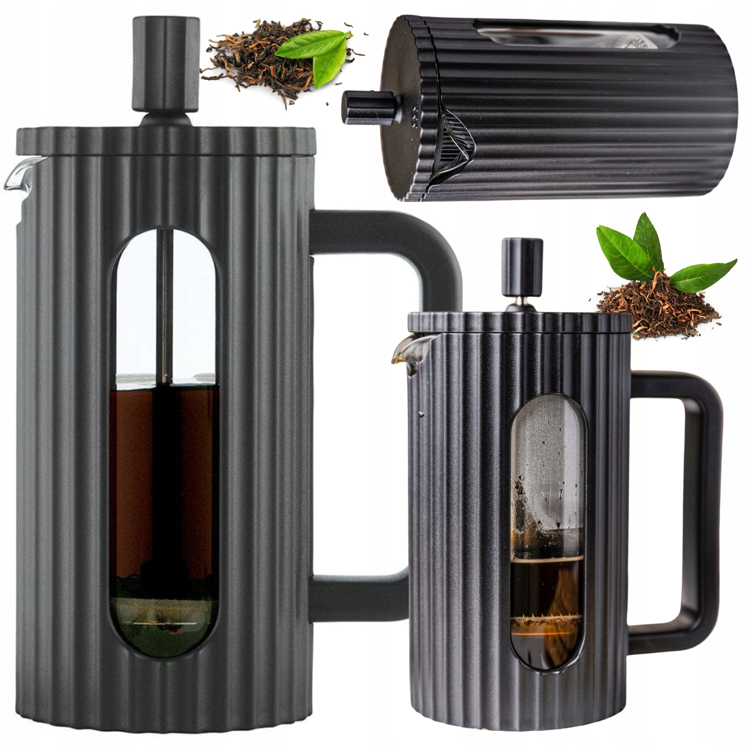 Tea Maker 0.35l 3 Cups PISTON Jug French Press Black