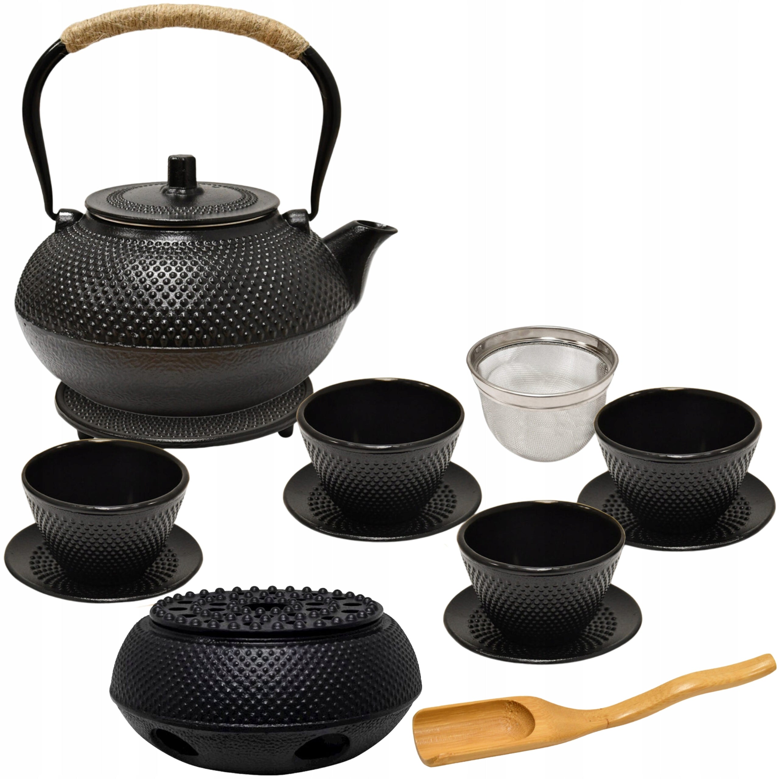 Tea Set Tea Maker Jug with Heater Cups Cast Iron 1,5