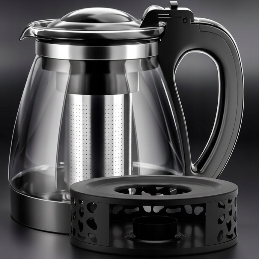 Tea infuser glass JUG with glass 2000ML HEATER SET Packaging status original