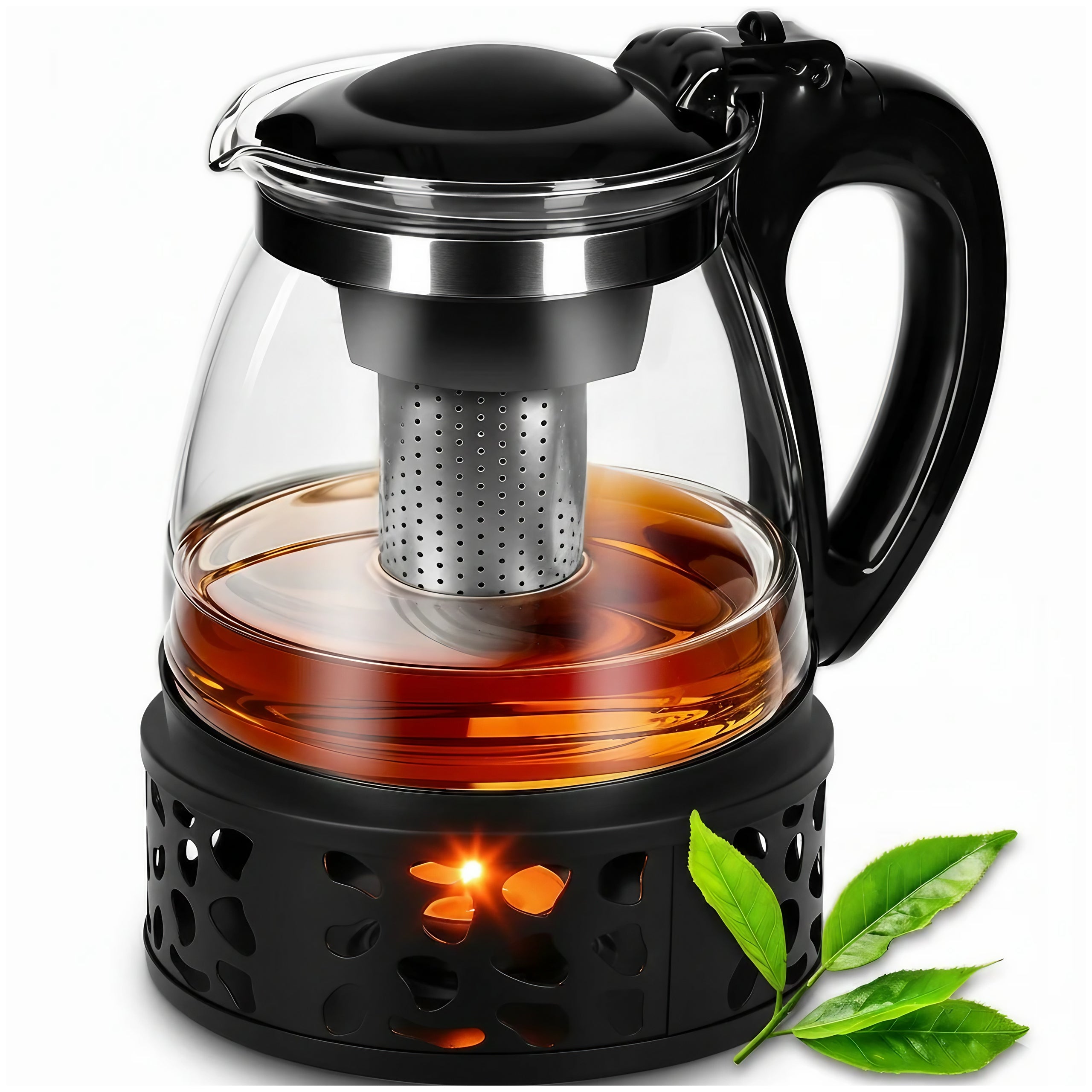 Tea infuser glass JUG with glass 2000ML HEATER SET