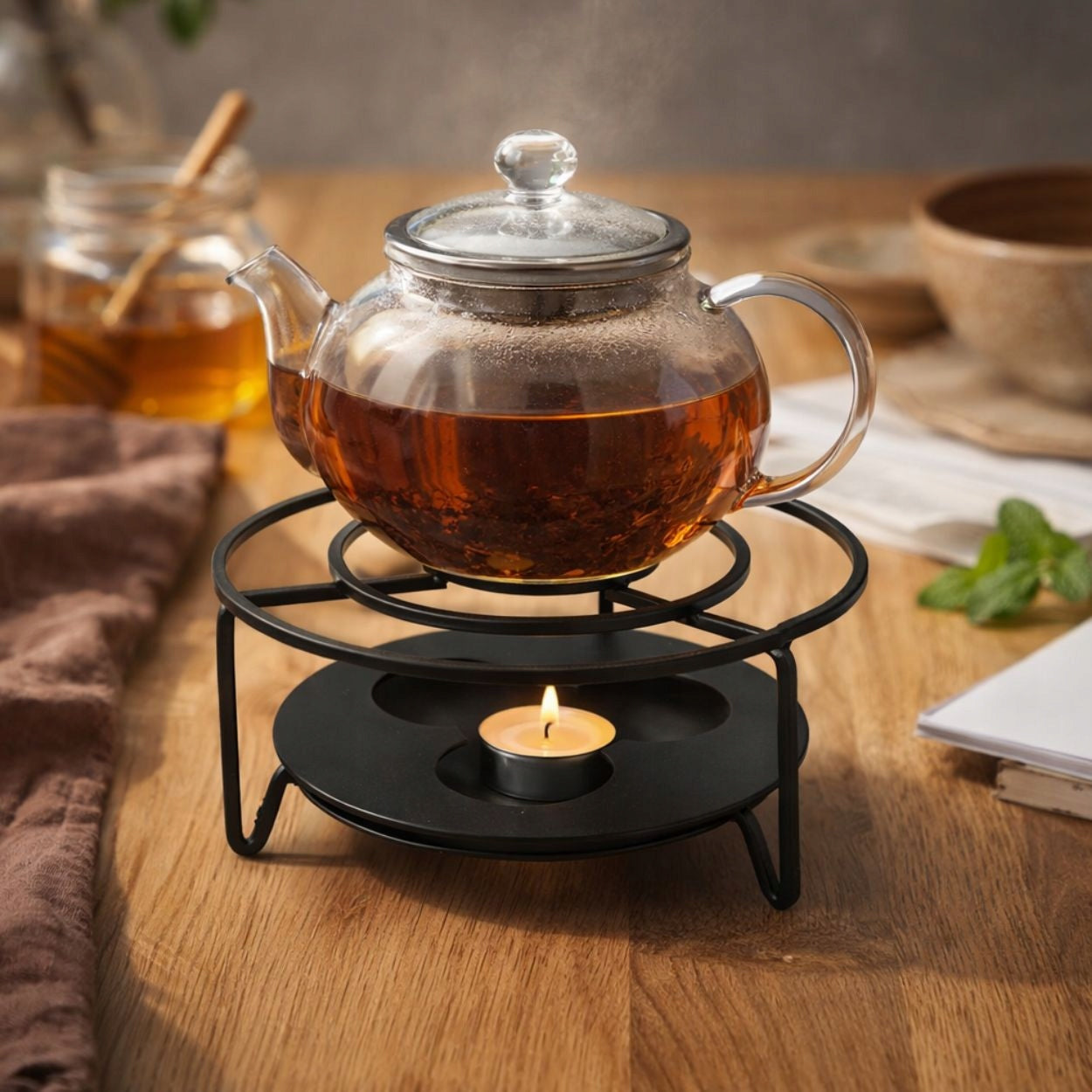 Tealight heater under JUG INFUSER KETTLE for tea fondue Brand HowHomely