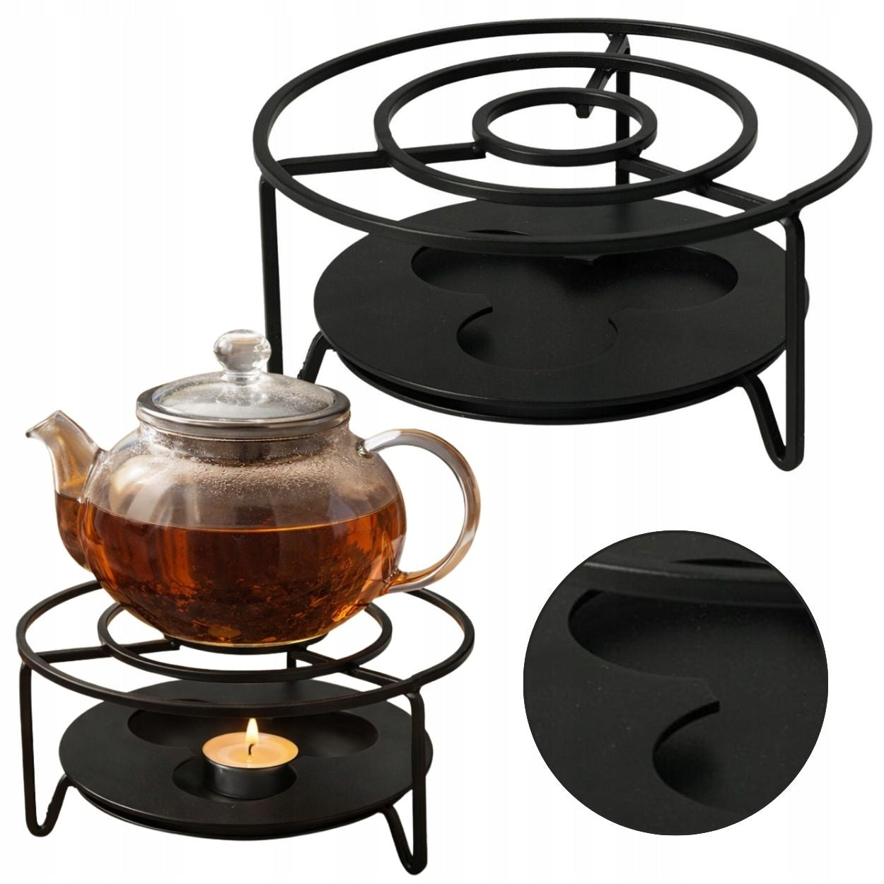 Tealight heater under JUG INFUSER KETTLE for tea fondue