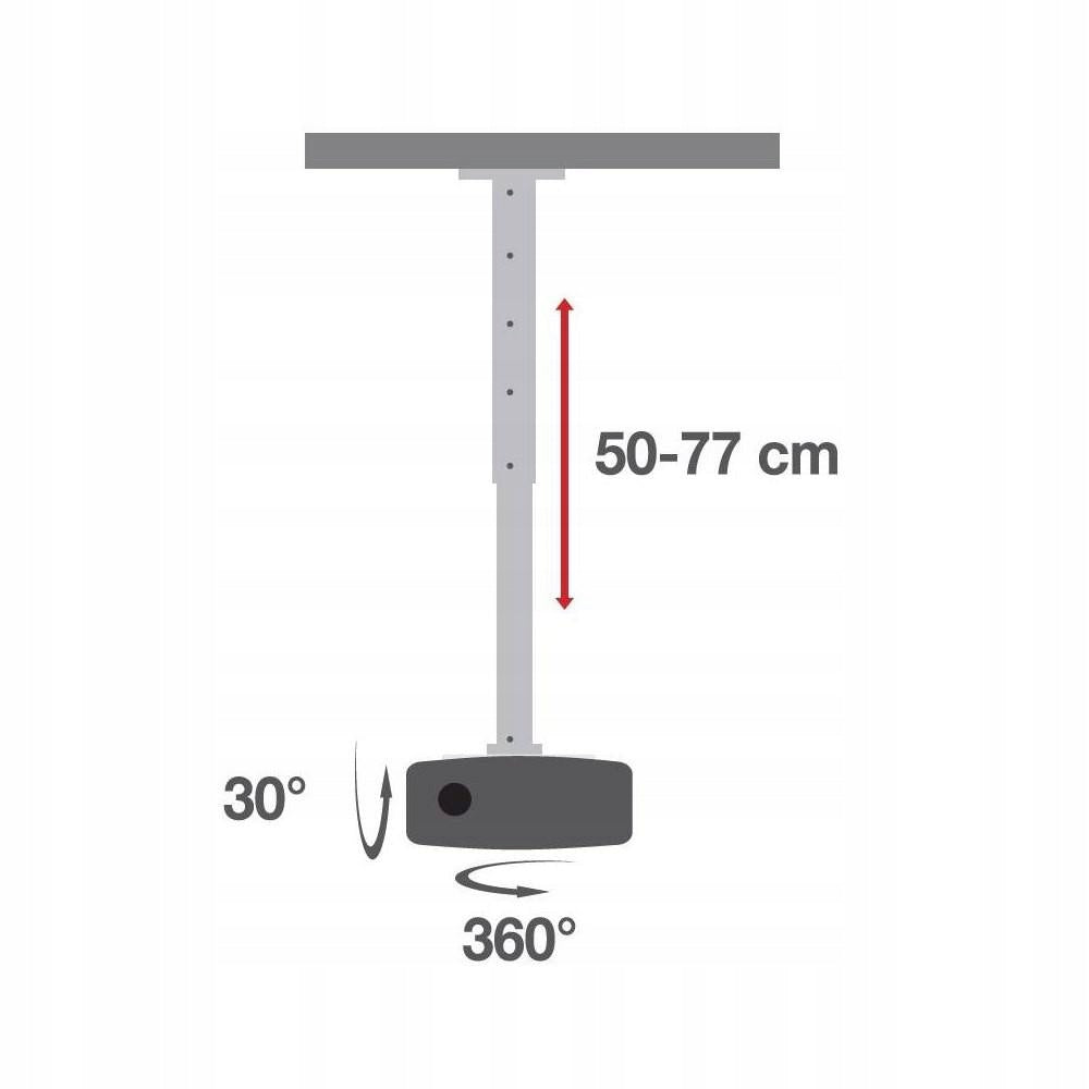 Techly 022267 Ceiling Projector Mount, 50-77cm, 15kg, White Model 022267