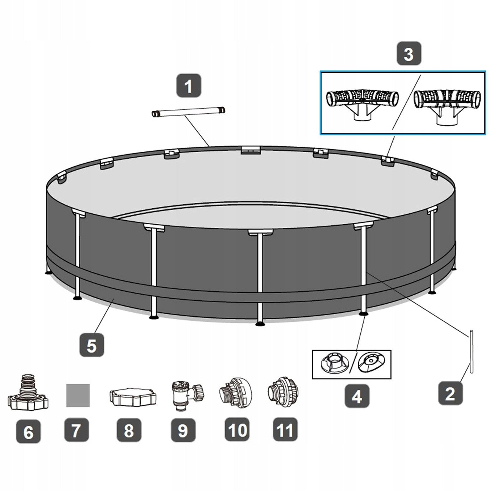 Tee "14" connector T grey for swimming pool Bestway Steel Pro MAX 5618W Manufacturer code bez kołków nowe łączenie klik na sprężynie cd