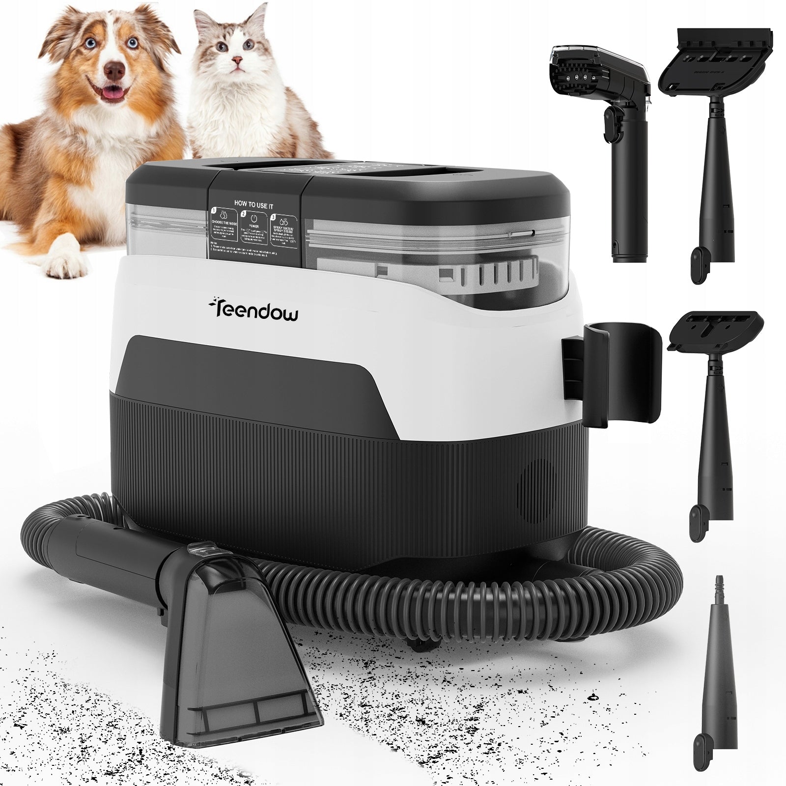 Teendow C6 MAX Steam Carpet Cleaner 12000Pa 1650W 4m Cable 2 Tanks